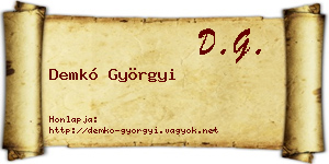 Demkó Györgyi névjegykártya
